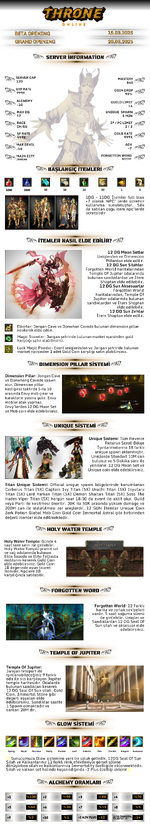 Throne Online | 120 Cap EU&CH | Coin System & Job Savaşları | TEST 15.03.2025 20:00 - BÜYÜK AÇILIŞ : 20.03.2025 - 20 MART PERŞEMBE !